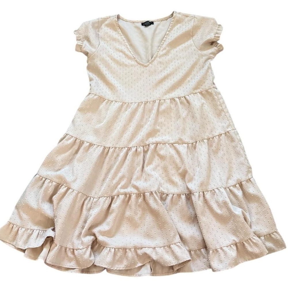 StyleHouse Cream Dress with Ruffles